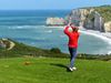 Frankrijk Noordfrankrijk Golfbaan Etretat Teeshot Zeezicht